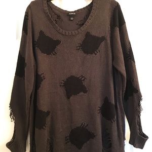 Torrid pullover destructed tunic sweater cats 1X